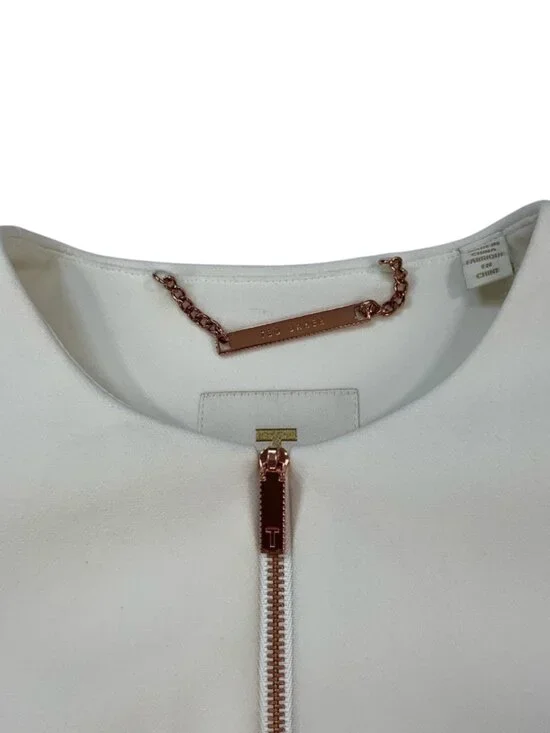 Ted Baker Heraly Scalloped Hem Cropped Jacket 0 Off White - Picture 5 of 16